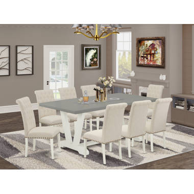 White 8 seater online dining table and chairs